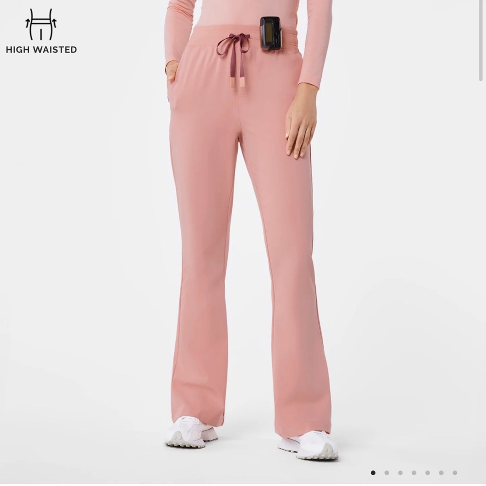 Figs NWT Pink Sand High Waisted Cordova Flare Scrub Pants Small Tall